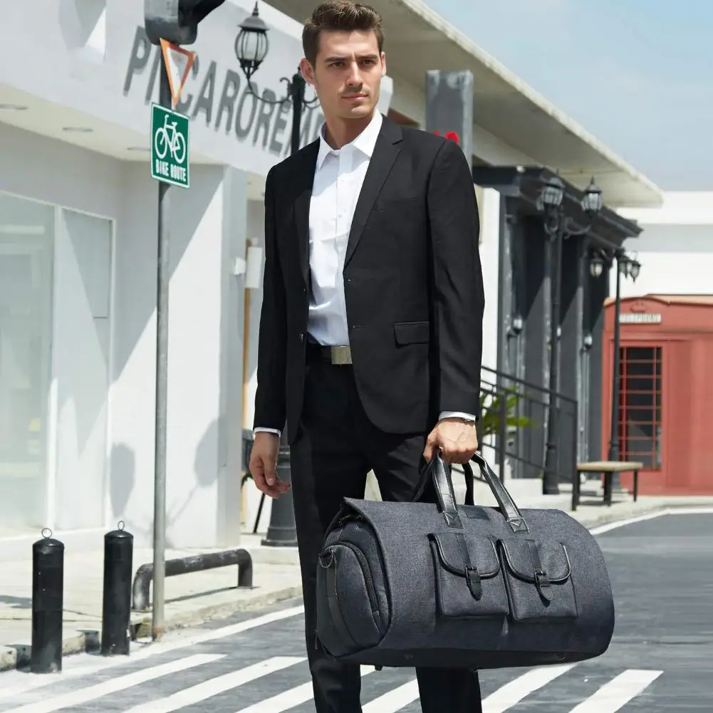 Suit Bag Lightweight Oxford Cloth Anti-Wrinkle Lining 2-in-1 Design Spacious Storage Waterproof Travel Handbag with Zipper Locks