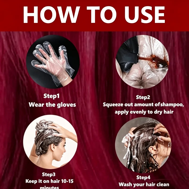 7 IN 1 Burgunderrotes Haarfärbeshampoo YUITIKUE Sanfte natürliche Formel Glanzfarbe Feuchtigkeitsspendendes Haarpflegeshampoo Haarfärbemittel für zu Hause – Detail 9