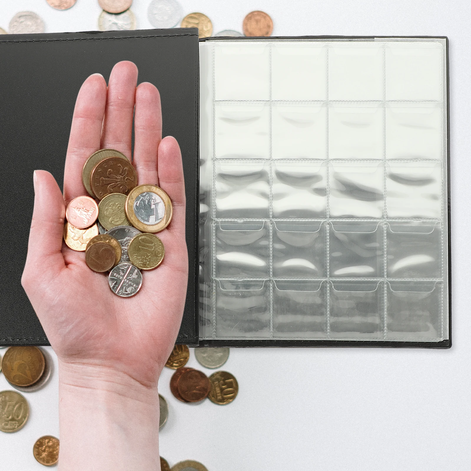 

200 Coins Album Coin ganizer Book PU Black Holder Storage Book for Collectors Coin ganizer