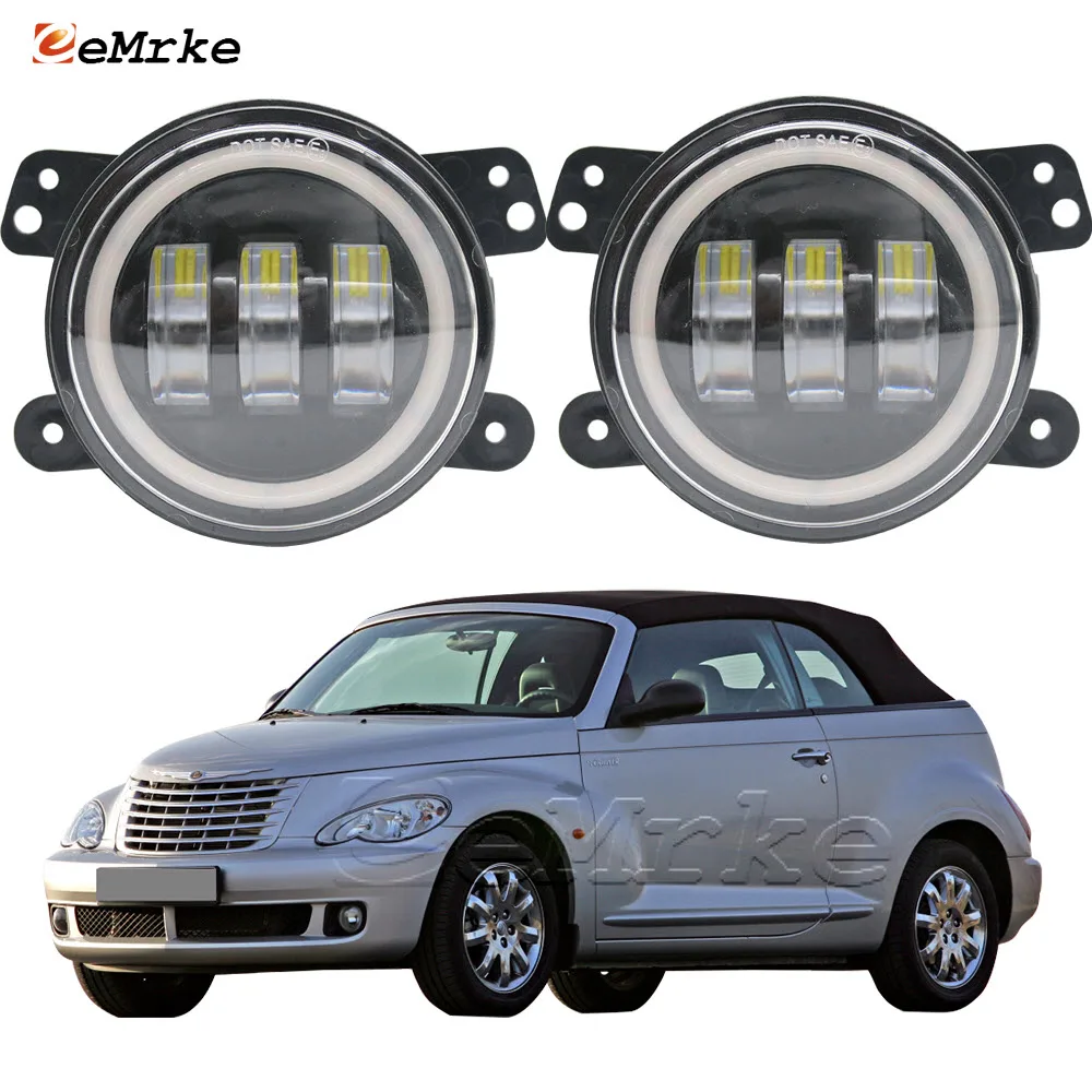 Pair LED Car Fog Light Assembly PTF /w Lens Angel Eye DRL Daytime Running Lamp for Chrysler PT Cruiser 2006 2007 2008 2009 2010