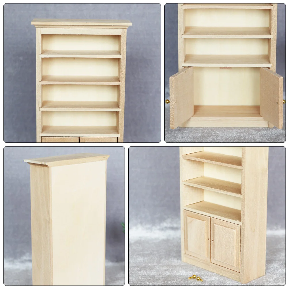 Armário de madeira maciça tamanho pequeno para diy mini casa móveis decoração armazenamento móveis artesanato ornamento