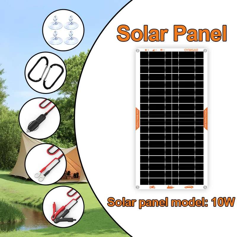 

10W Solar Car Battery Charger Portable 12V Trickle Battery Charger & Maintainer Waterproof Solar Panel for Car Boat Automotive