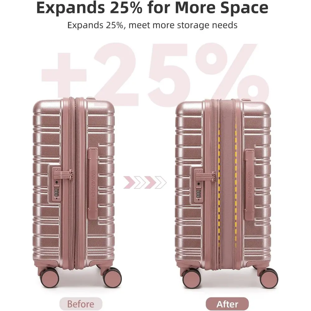 20 Inch Rose Gold Luggage - Airline Approved, Expandable Hardside Suitcase with Spinner Wheels & TSA Lock