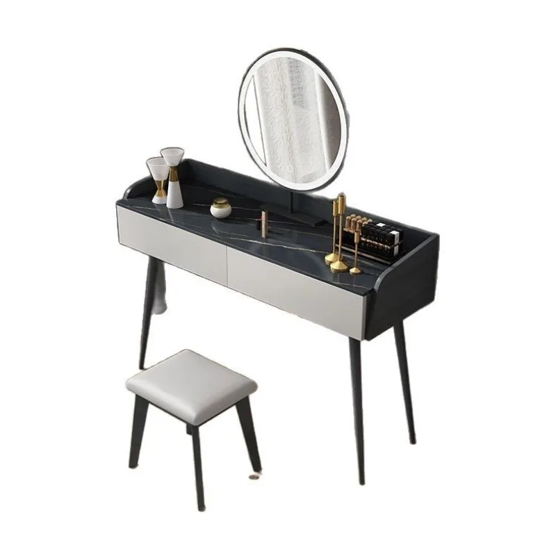 

style bedroom, simple light luxury Internet celebrity smart light rock slab ins dressing table bedroom dressing table