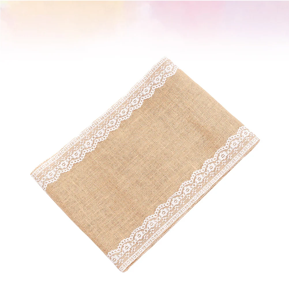 DIY Table Cloth Lace Jute Table Cover Party Desk Cover Handmade Craft for Wedding (30x275cm) lace tablecloth