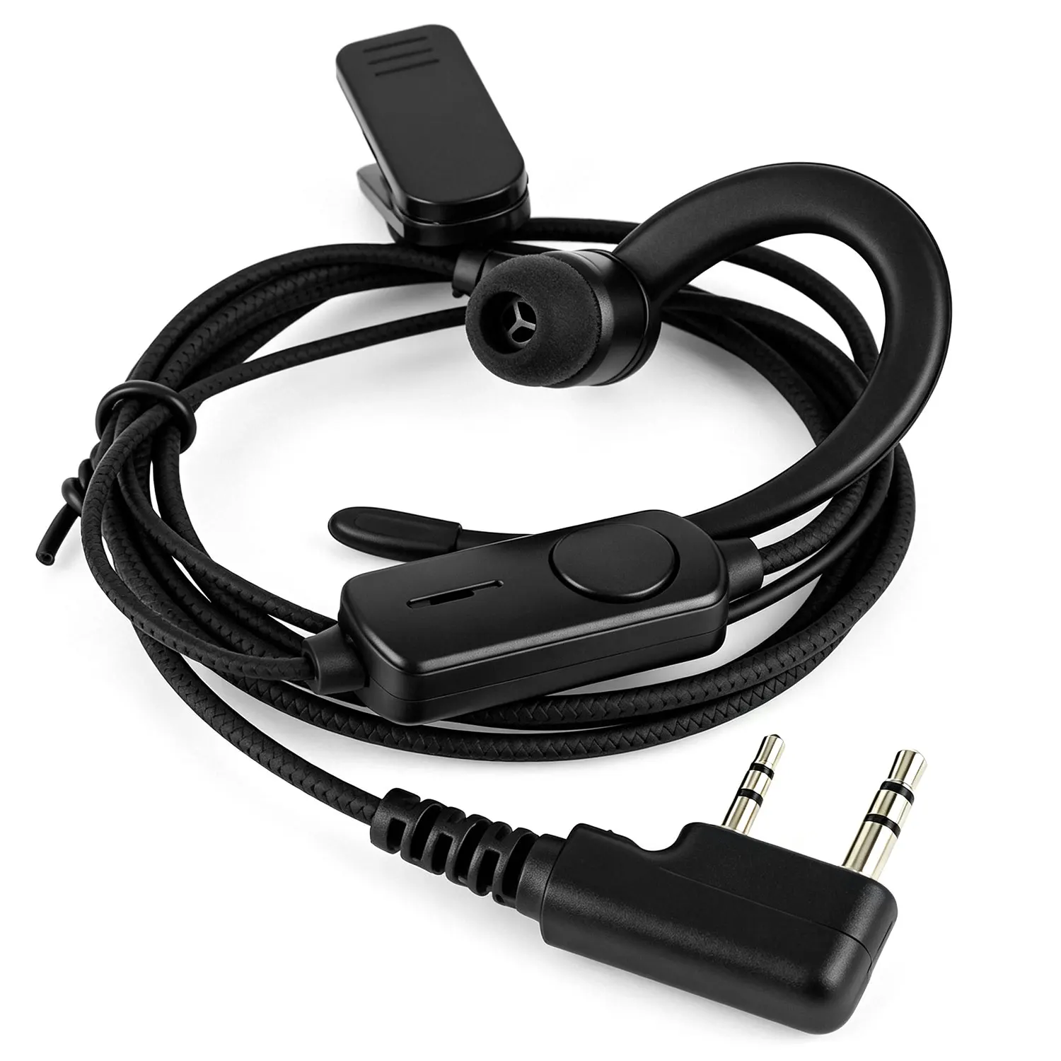Two Way Ham Radio Earphone, EarHook Headphone for BF760 BF996 Walkie Talkie Headset Mic K-Plug Wired Earphone