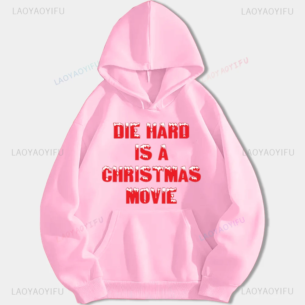 Vintage Funny Die Hard Is A Christmas Movie Man Printed Hoodie New Year Xmas Drop Shoulder Gift Sweatshirt Woman Long Sleeve