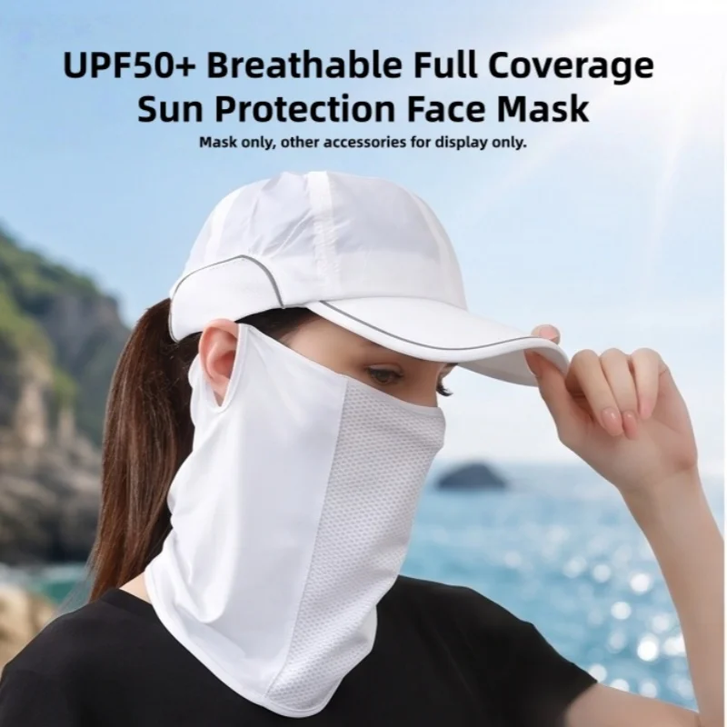 Summer UV Protection Ice Silk Mask Sun Proof Bib Solid Color Sunscreen Face Scarf Mesh Breathable Face Scarves Neck Wrap Cover