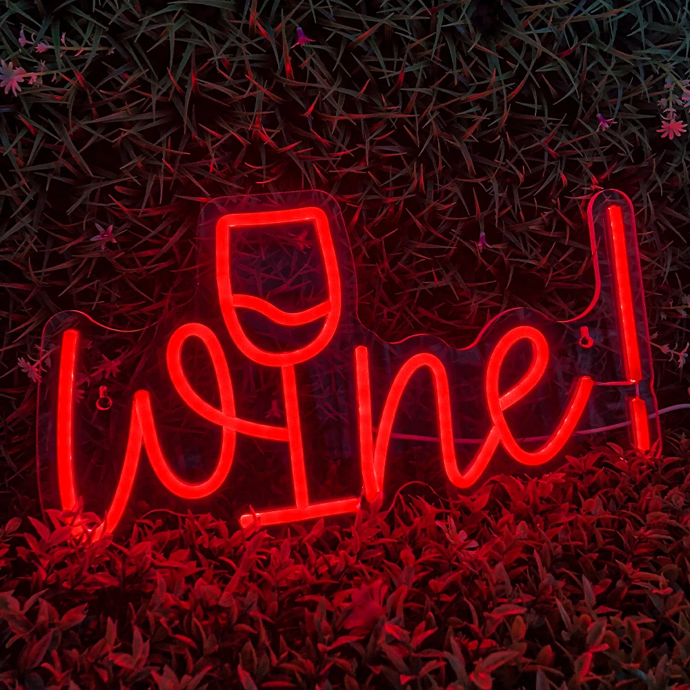 

Red Wine Bar Neon Sign Led Lights Creative Wall Light Up Sign Room Decoration For Home Bars Theme Party Club Acrylic Beer Signs