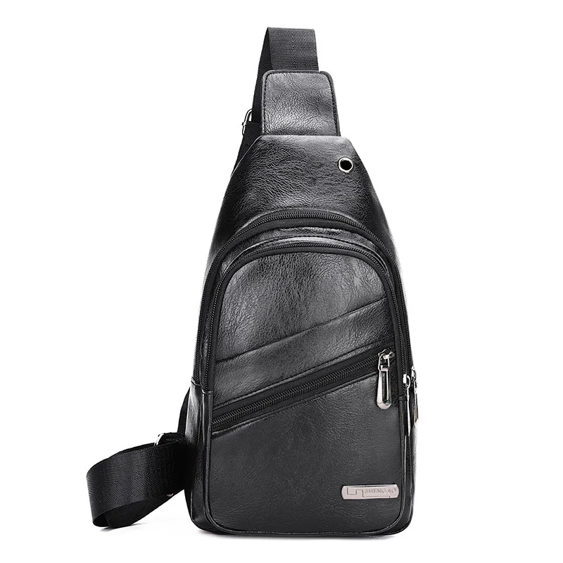 Bolso de pecho de cuero PU Vintage para hombres, bolsos cruzados multifunción, bolso de hombro de negocios para hombres, bolso de viaje informal