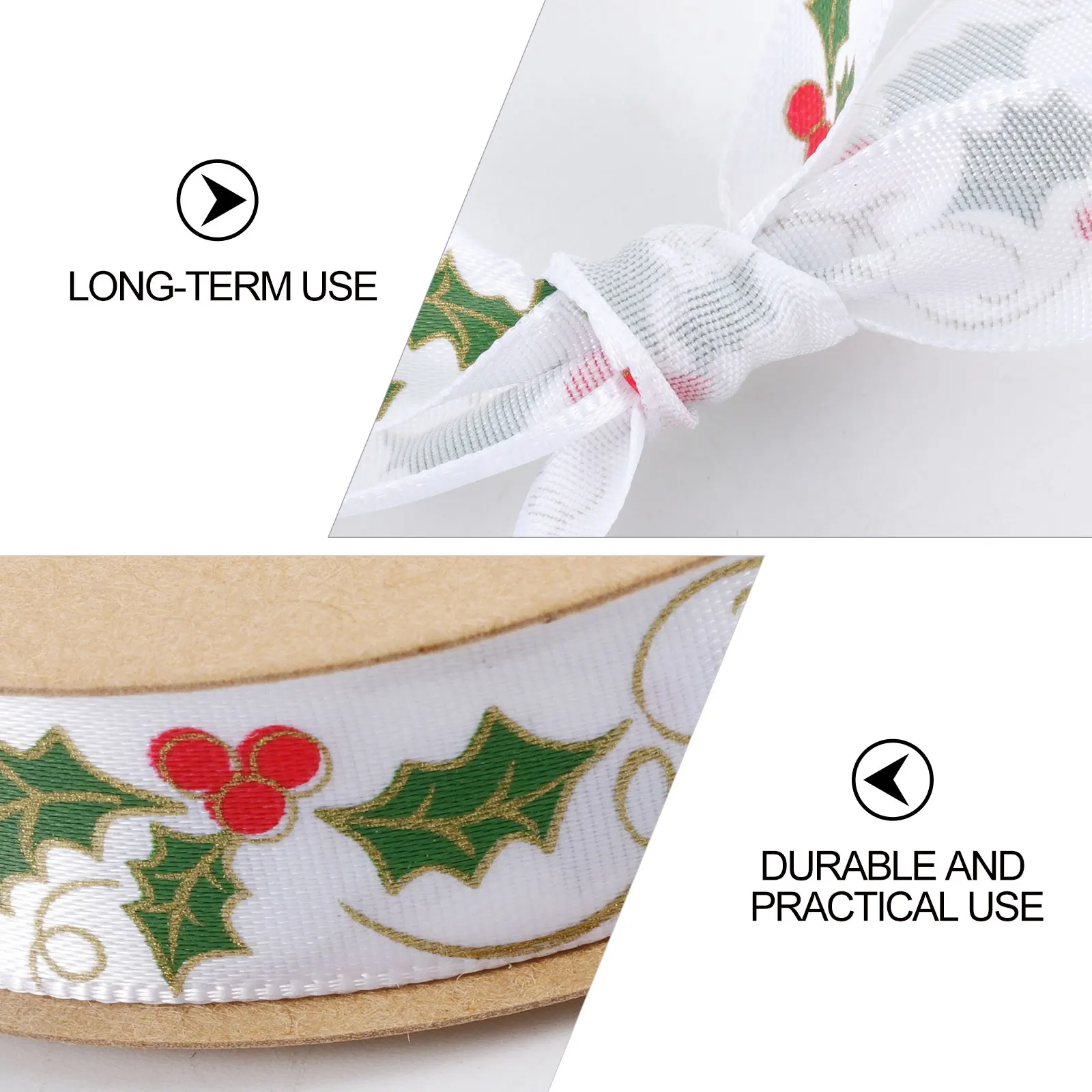 

1 Roll Christmas Decor Ribbon Xmas Printing Ribbon Gift Wrapping Packaging Supplies Holiday Party Home Festive Polyester