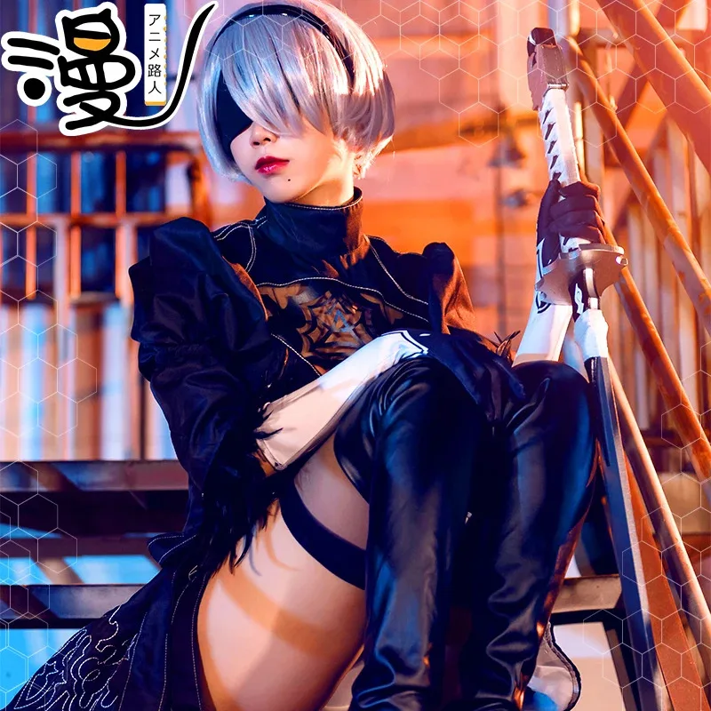 lili 123Miccostumes Women's No 2 Type B 2B Cosplay Costume Leotard Skirt With Hairband Leggings