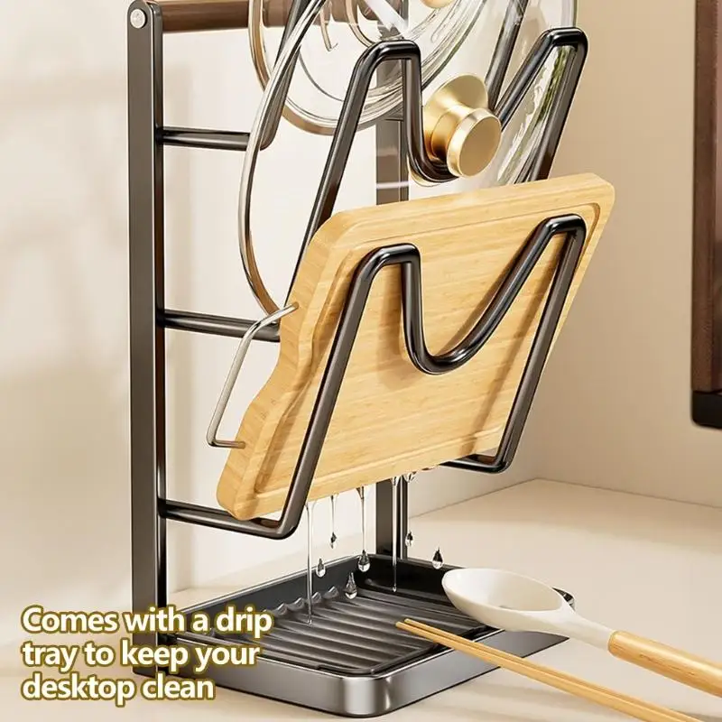 3 Countertop Rack For Storing Pot Spatulas Recipe Books Securely Reduces Workspaces Organized 55KF