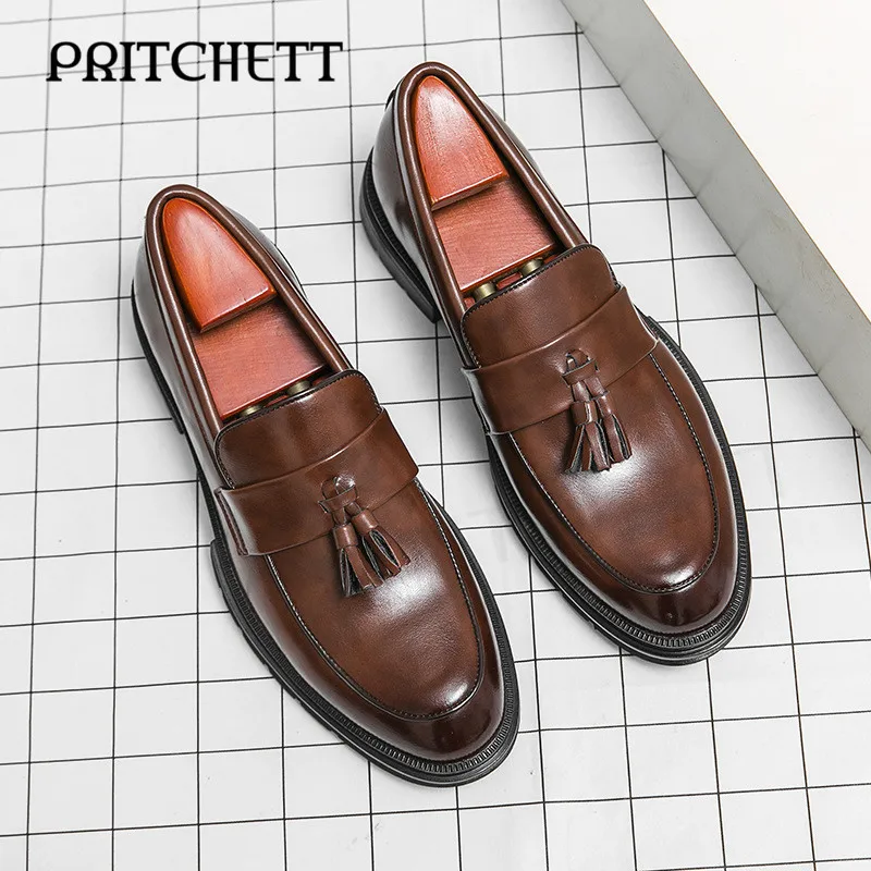 Fashion Business Formal Leather Shoes Large Size New Trend Slip-On Loafers Men's Casual Slip-On Personalized Leather Shoes