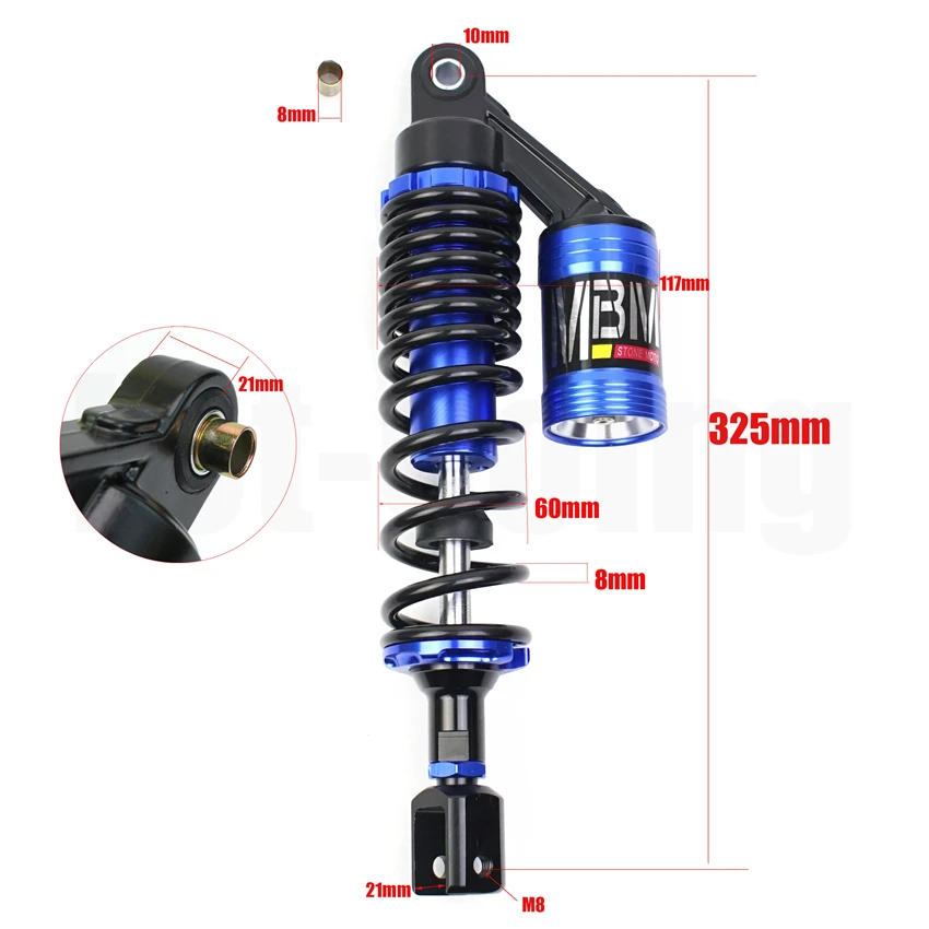 325mm Absorber Damper Rear Shock Absorber Rear Motorcycle Air Hydraulic Oil Fork Suspension Street Bike Pitbike Scooter Bike