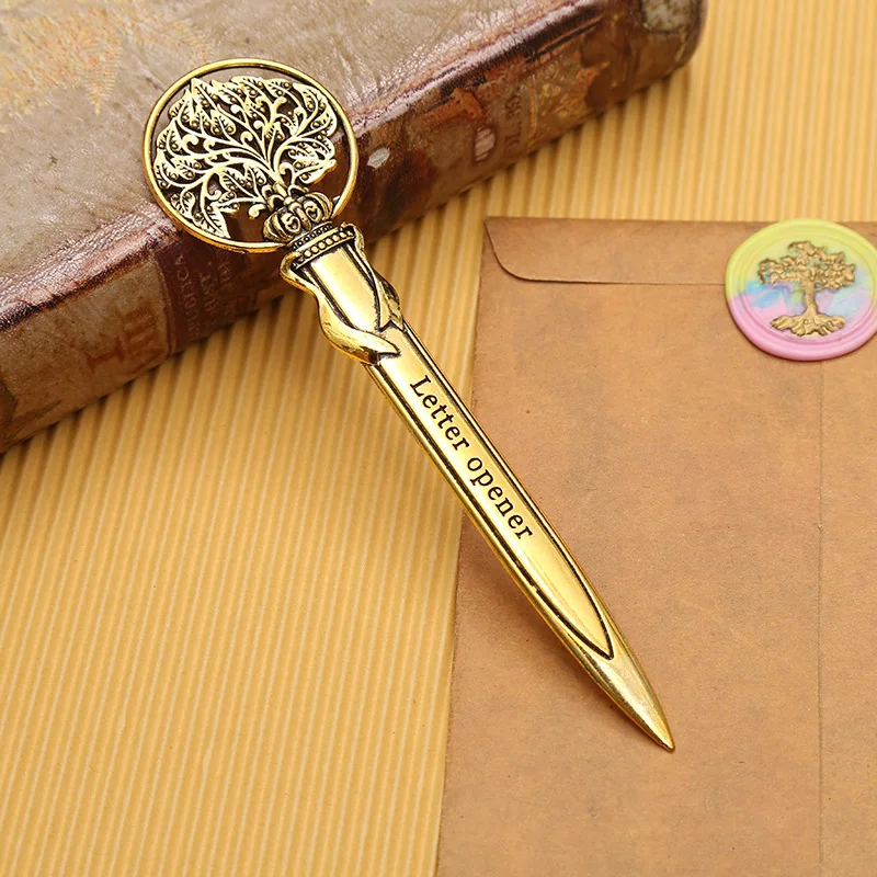 Metal Retro openwork pattern Utility Knife Mini Portable Paper Cutter Letter Envelope Opener Knife Students Supplies Gift