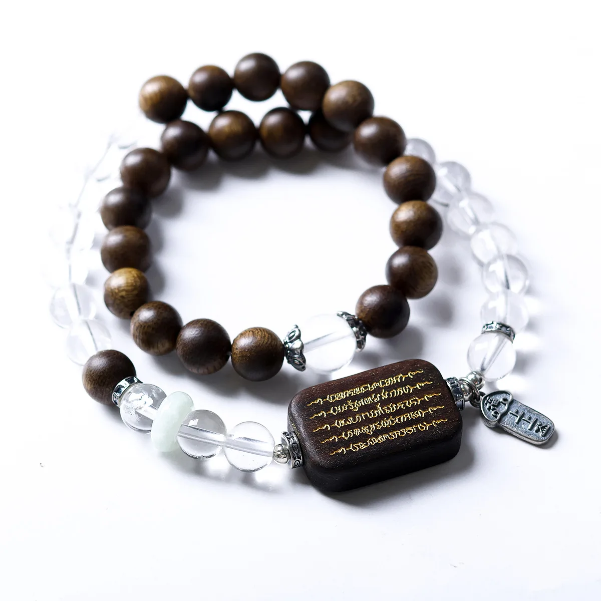 Natural White Crystal Green Agarwood Bracelet Handcrafted Original Beaded Bracelet Gifts