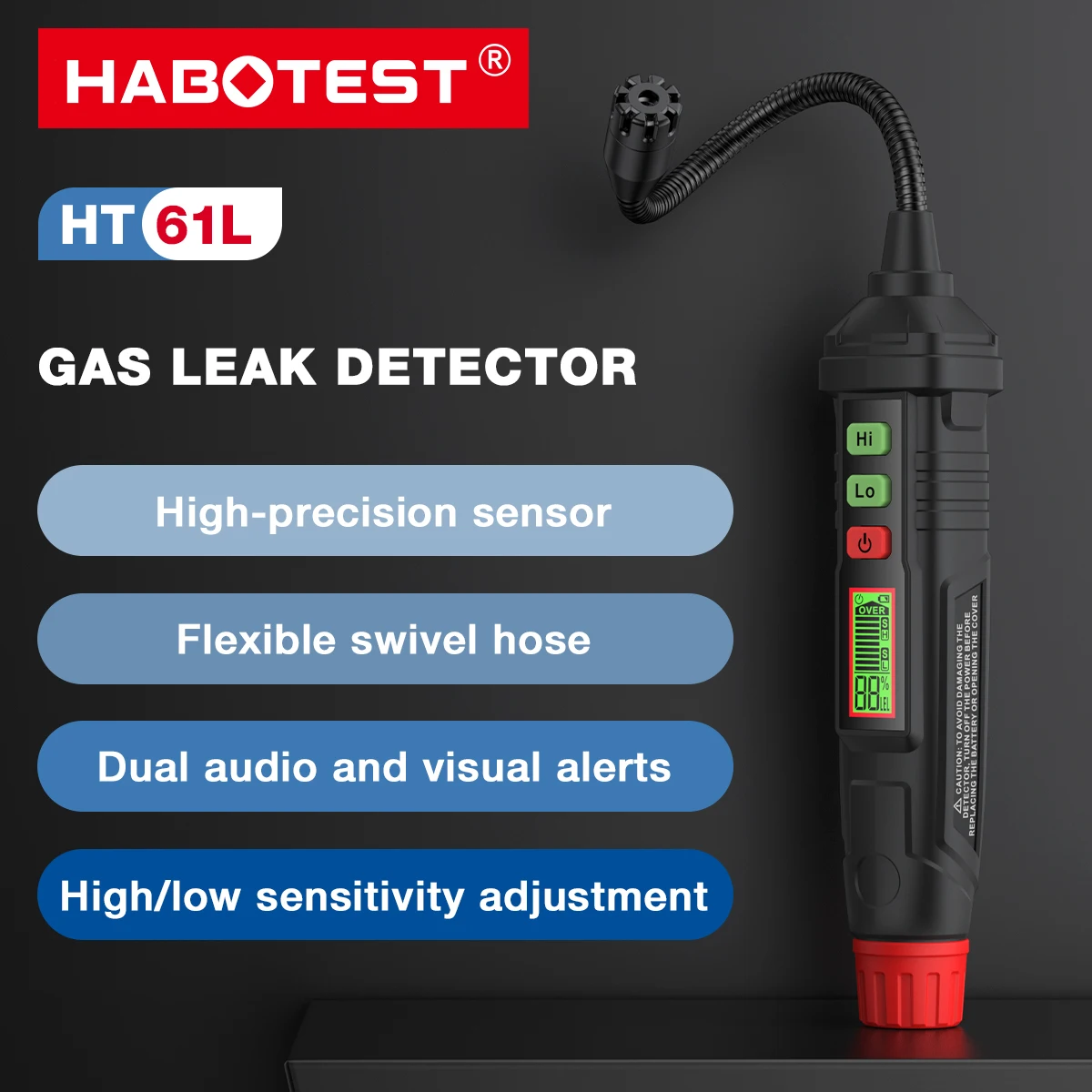 Habotest HT61L Upgraded version Gas leakage detector With digital display Multi functional sound alarm Gas leakage detector