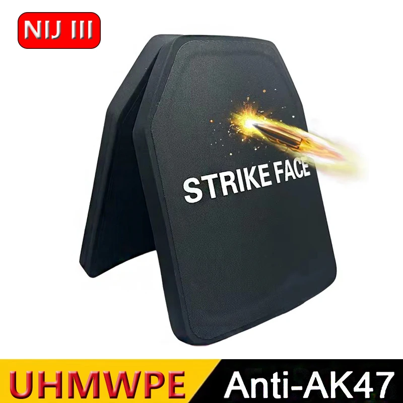 Placa protectora táctica NIJ III de 10x12 pulgadas, escudo de defensa NIJ III, nivel independiente, PE puro, anti-AK47, MSC 7.62mm