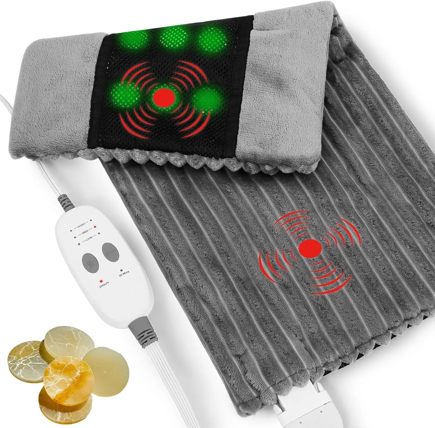 

Weighted Heating Pad for Neck and Shoulders, 5lbs 12x24, Far Infrared with Vibration, 3 Heat & Massage Modes