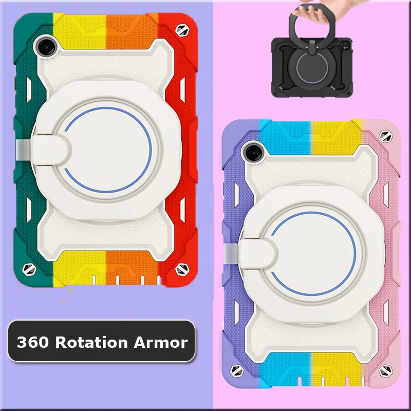 

Case for Samsung Galaxy Tab A11 8.7" 2025 X133 X135 A9 8.7 Inch X115 A7 Lite A 8.0 T290 Rotation Handle Armor Silicone Casing