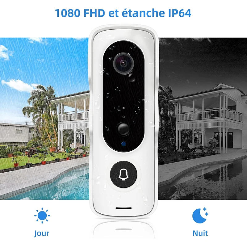 Jeatone TUYA Video Doorbell 2.4G WiFi Wireless Smart Outdoor Home Video Intercom 1080P Door Bell PIR Motion Detection Camera Kit