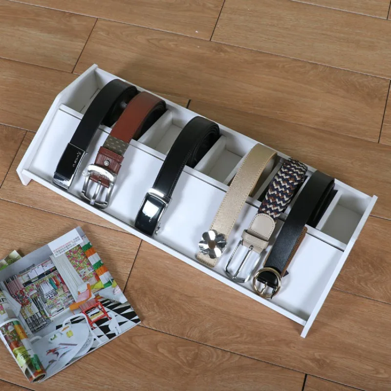 Multi Grid Belt Storage Box Non-Plastic Belt Display Rack Leather Goods Closet Organizer