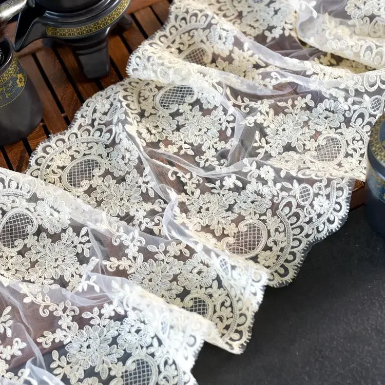 High Quality Multicolor Sequins Wedding Dress Lace Fabric, Bilateral Symmetrical Embroidery, DIY Curtain, Table Runner Material