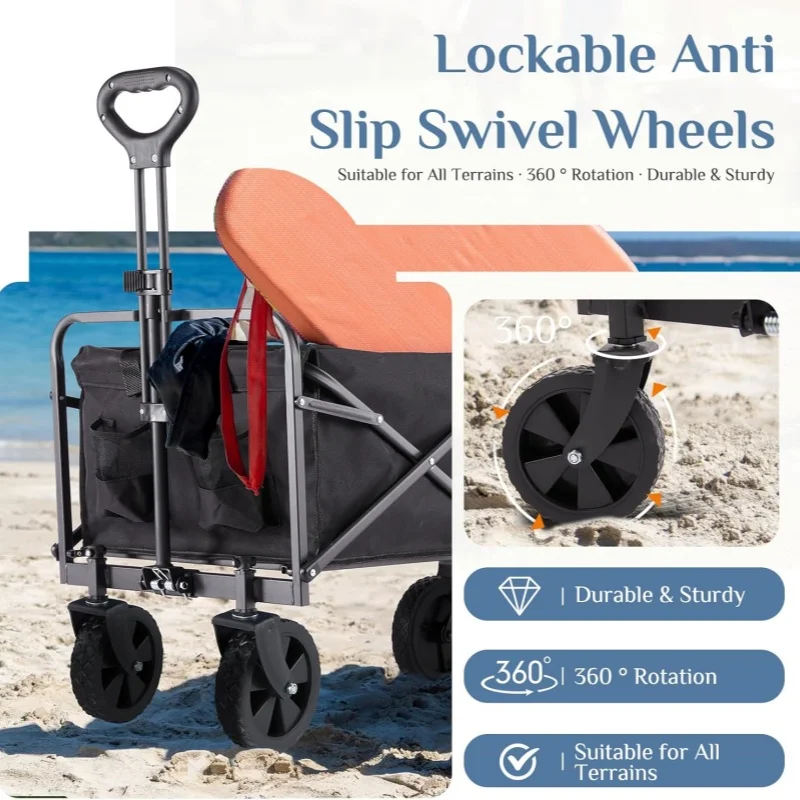 عربة قابلة للطي متعددة الاستخدامات بمقابض مريحة وجيوب شبكية للنقل التجاري - أسود