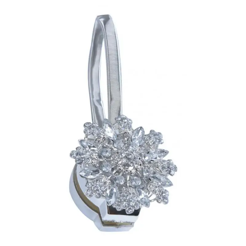 Sparkling Crystal Magnetic Curtain Tieback Sturdy Metal Strap Holdback Clip for Door and Bed Canopy