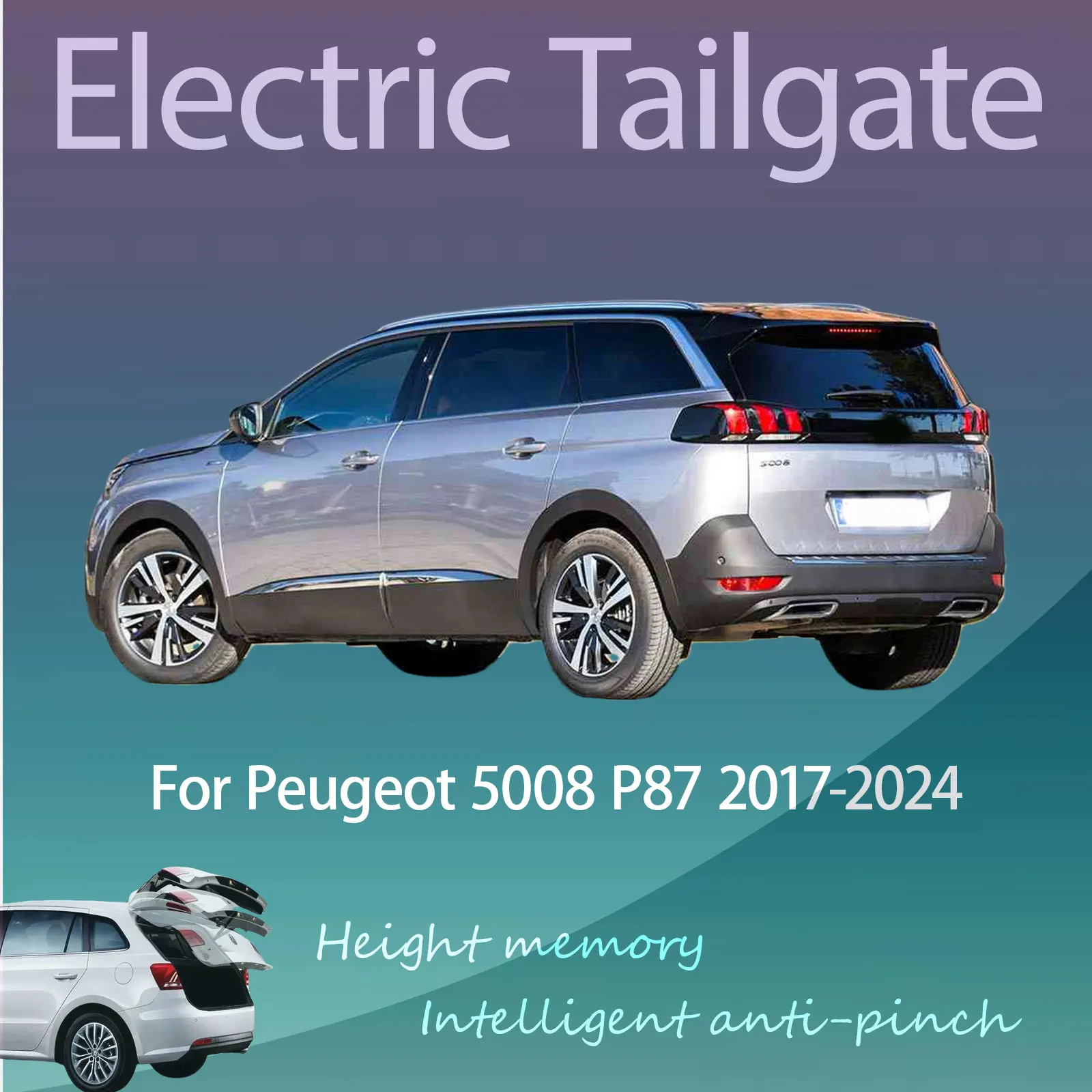 For Peugeot 5008 P87 2017-2024 Electric Tailgate with Sensor Trunk Anti-pinch Memory Height Intelligent Operation