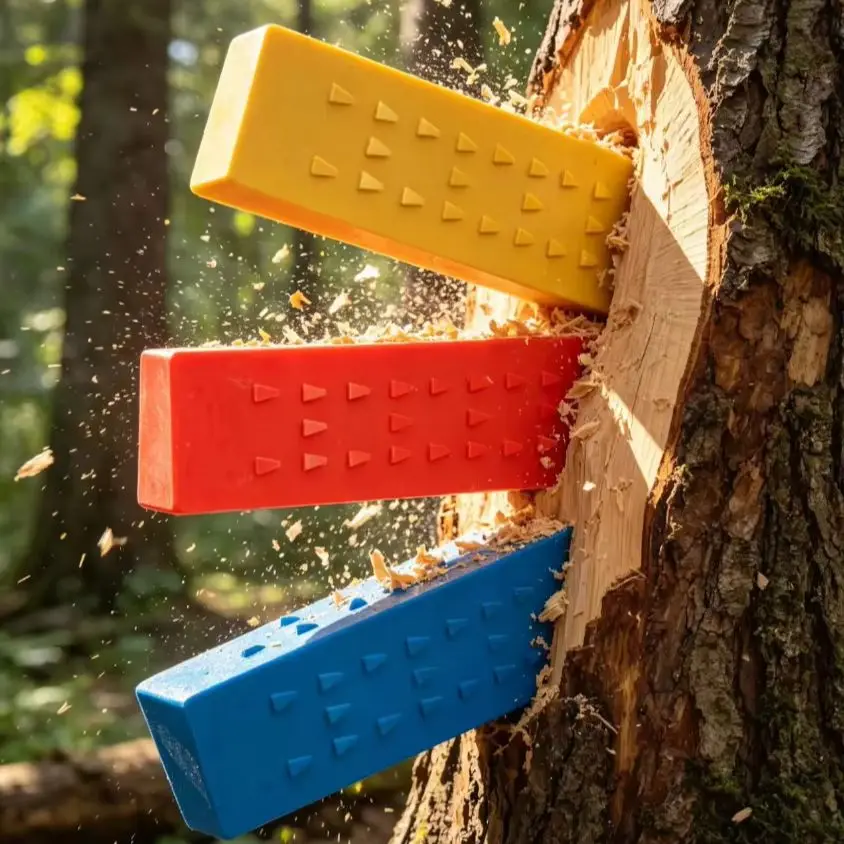 Tree Felling Wedge Set with Spikes - 5.5 Inch 8 Inch 10 Inch Plastic Cutting Wedges Safety Chainsaw Accessory for Wood Cutting
