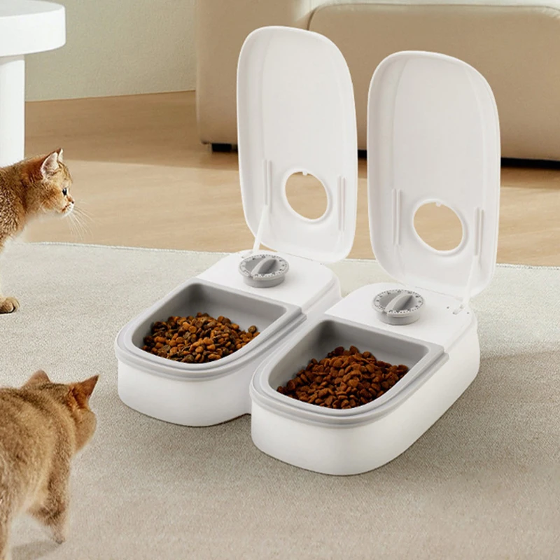 Automatic Timing Pet Cat Feeder 350ml Cat Dish Bowl Double Pet Bowl for Cats Dogs Quantitative Pet Feeder Cat Accessories