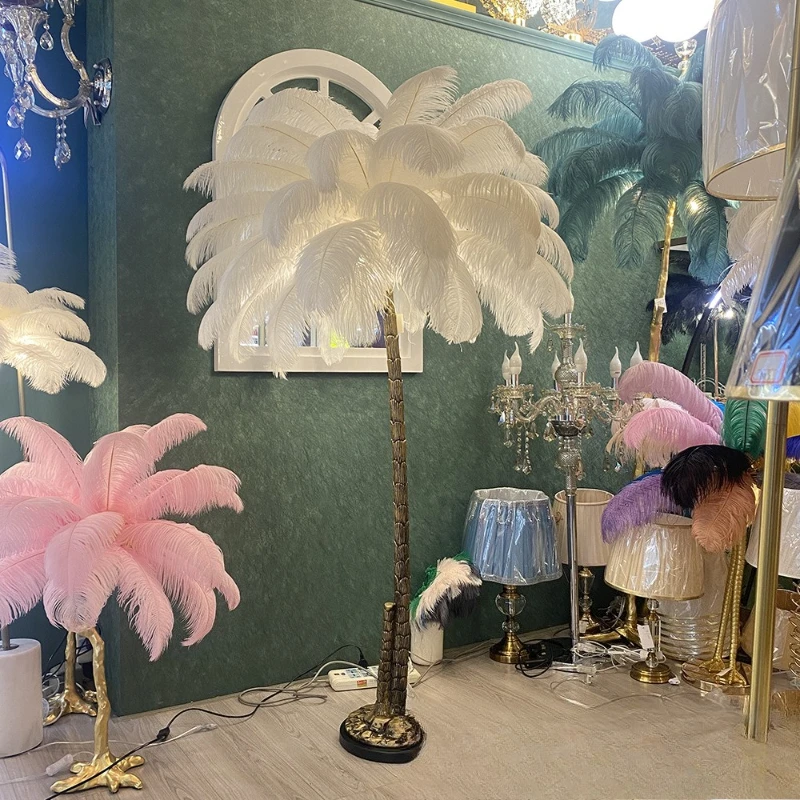 

Coconut ostrich feather floor lamp Home living room Warm romantic decorative lamp Wedding table lamp