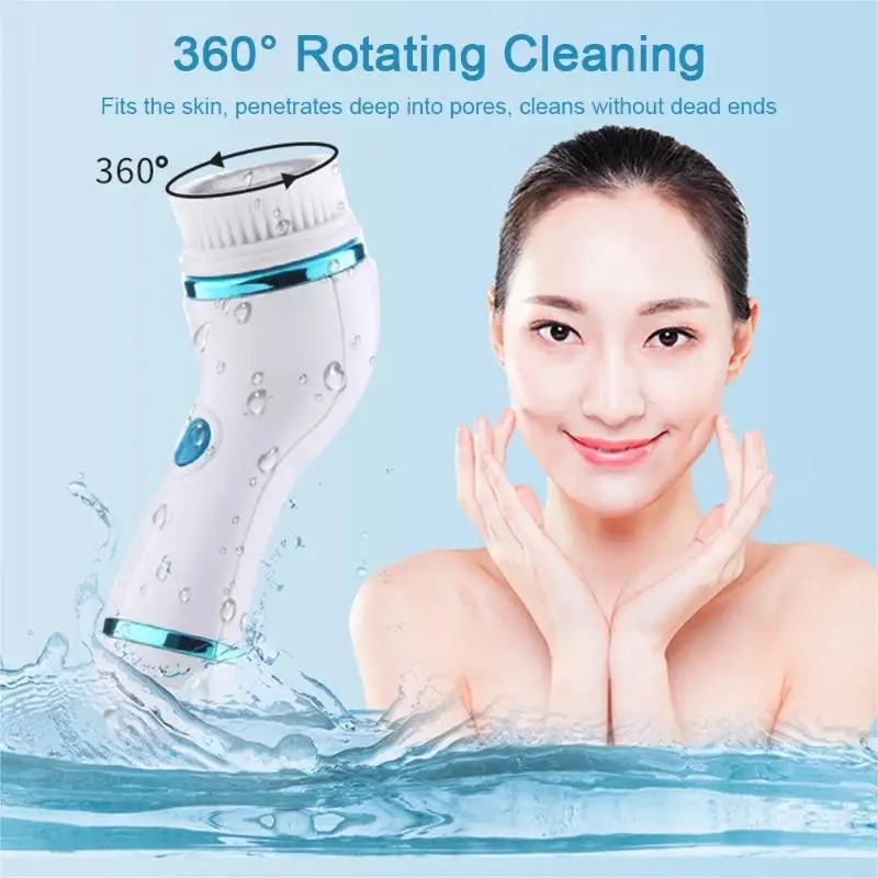 Detergente viso elettrico 4 in 1: detergente impermeabile per pori e rimozione punti neri, spazzola esfoliante ricaricabile per una cura profonda della pelle