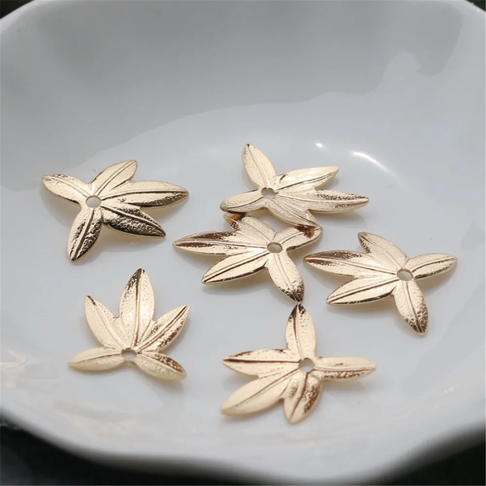 

14K Gold Accessories, Leaf Leaves and Petals, Handmade Jewelry, DIY Earrings, Pendants and Hair Accessories, 11x14mm