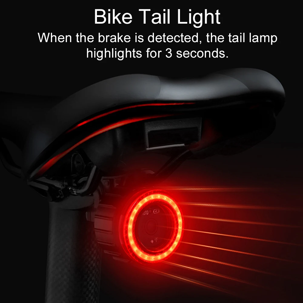 Bicycle Rear Light USB Rechargeable High Visibility Bike Rear Light with Brake Sensing Cycling Tail Light Road Bike Rear Lamp