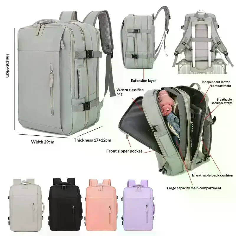 17 Inch Business Laptop Backpack Expandable Charging Travel Bag with USB Port Multi Function Luggage for Trip