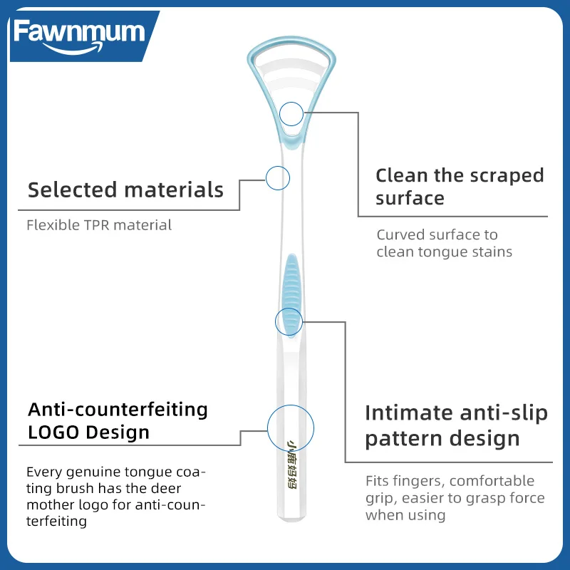 Limpiador de lengua Fawnmum, 1 paquete, cepillo de lengua de macarrón, raspador de lengua de aliento fresco para higiene bucal, herramienta de limpieza de lengua, adultos, elimina el mal aliento