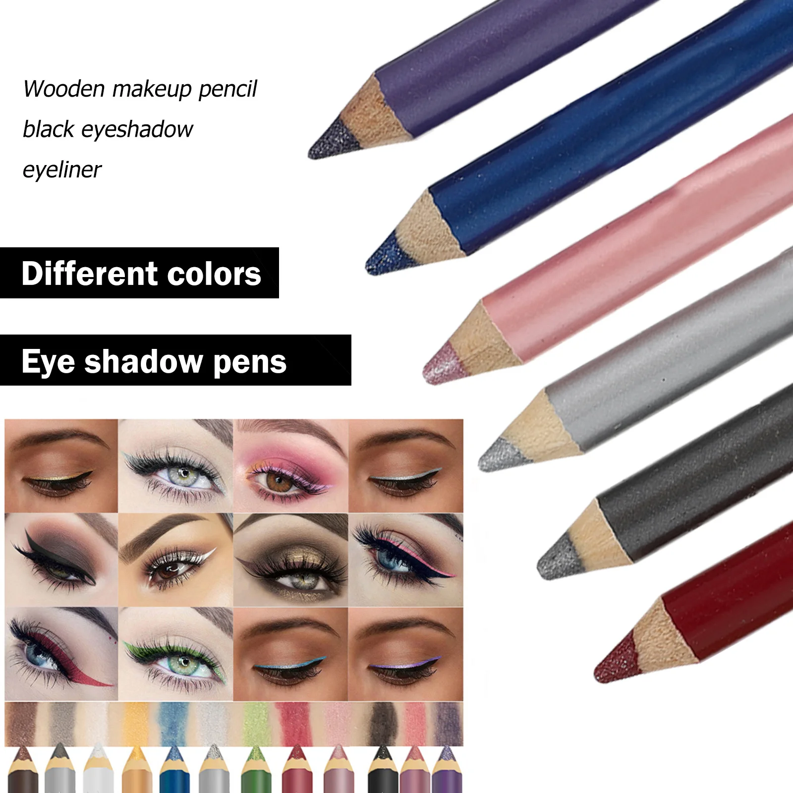 12Pcs Eye Shadow Sticks Colorful Shimmer Glitter Makeup Pens Long-Lasting Cosmetics Set Portable Gift for Women Party Use
