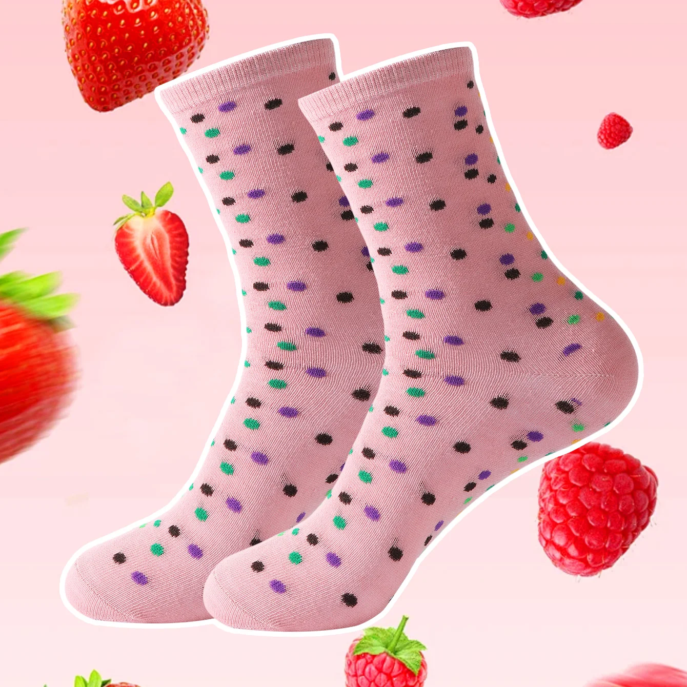 1 Pair of Unisex Mid-Calf Socks, Novelty and Fun Strawberry Ice Cream Gift Box Socks, Creative Socks, Fashionable Style, Comfortable and Breathable, Suitable for Parties, Casual Wear, Valentine's Day, Halloween, Birthdays, Christmas, New Year, Thanksgiving, Autumn and Winter, All-Season Styles, Creative Gift Box
