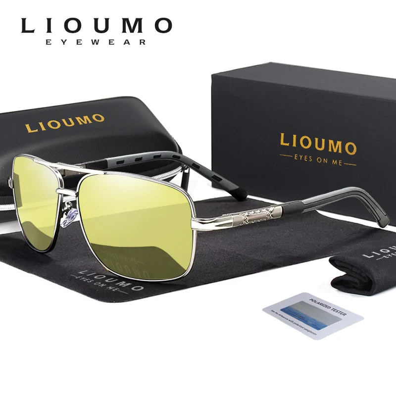 LIOUMO Square Photochromic Polarized Sunglasses Men Day Night Driving Glasses Women Chameleon Eyewear UV400 gafas de sol hombre