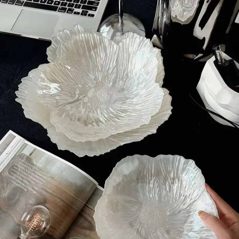 Flower plate Crystal fruit plate Environmental protection American light luxury snack tray Simple snack plate High-end hotel