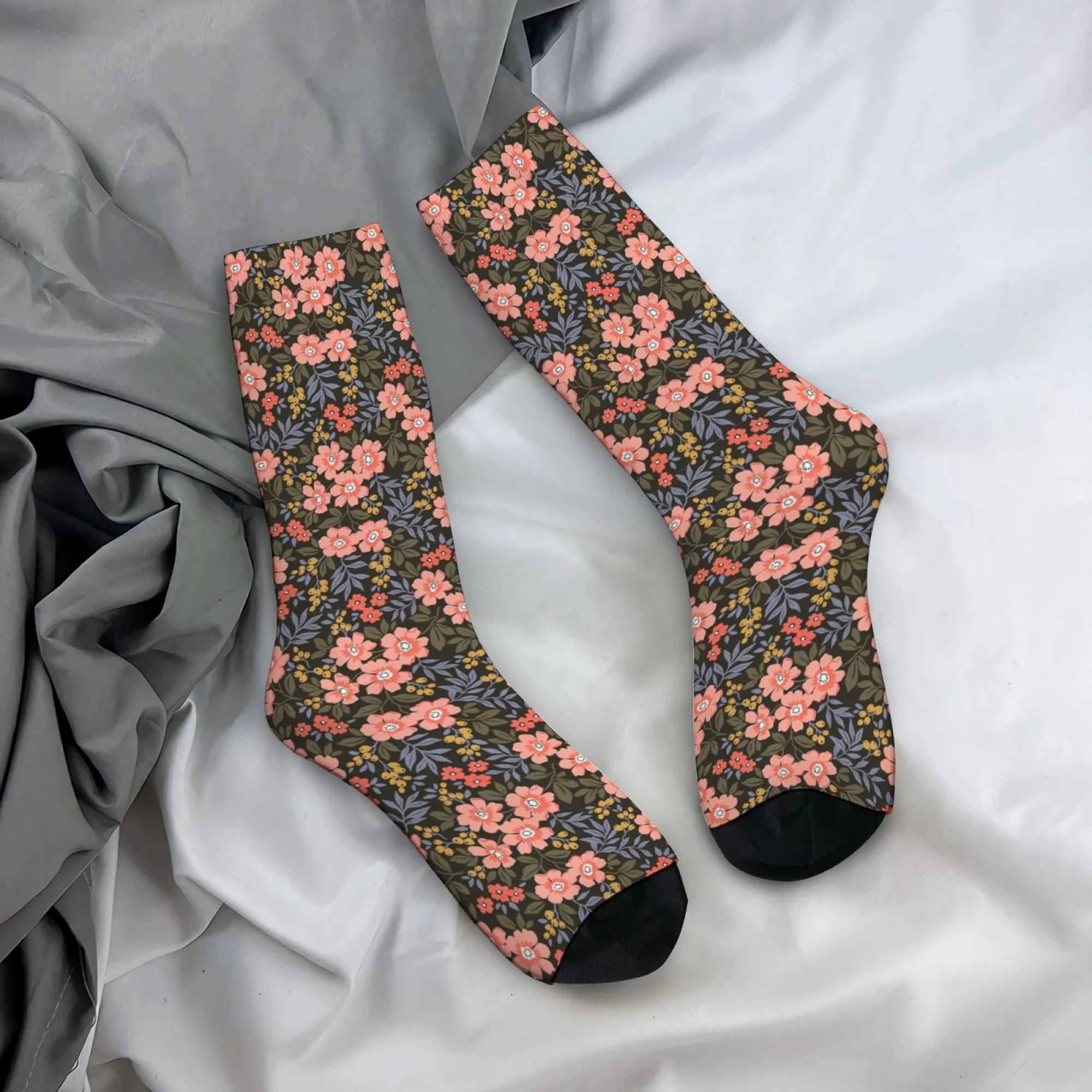 Retro Floral Art Fashion Herrensocken, neuartige, lustige Kompressionssocken, bequem, atmungsaktiv, für Outdoor-Radfahren, Freizeit, Sportsocken