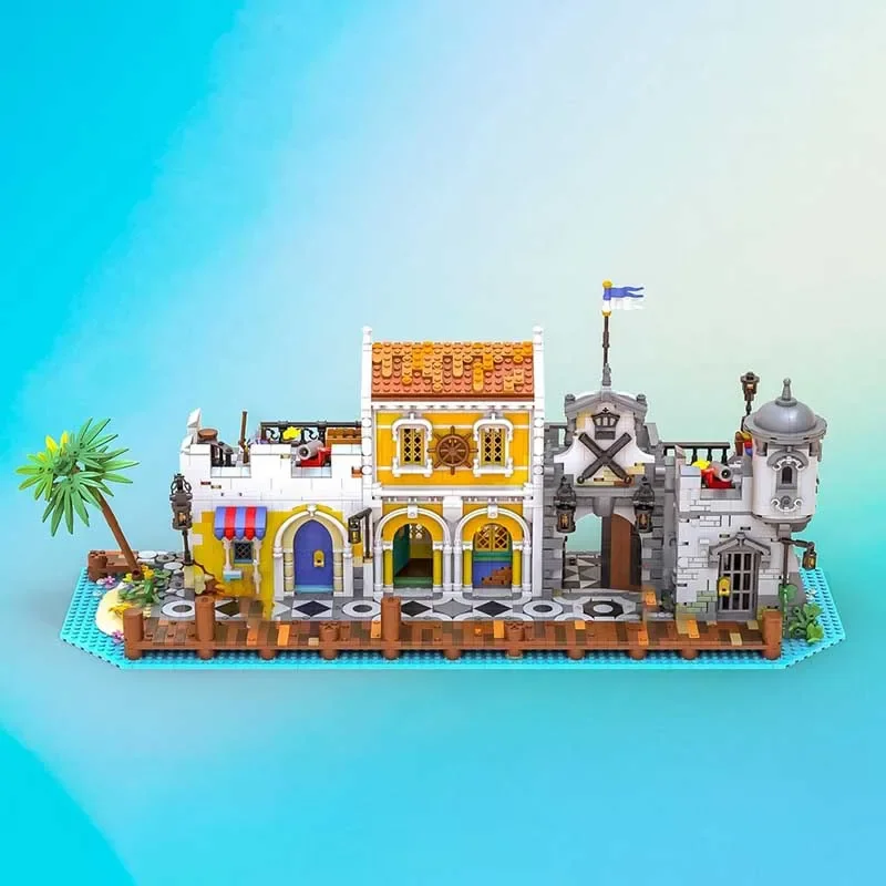 Pirate Fortress Model Moc Building Blocks Modular Sleepless Nights Bay Model Technology Brick Assembly Construction Toy Holiday