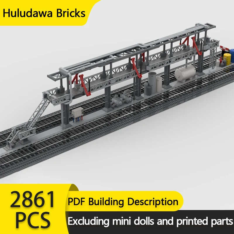 Moc-子供向けのシティストリートビューモデル,レンガ造りの建物,鉄道給油ラック,モジュール式技術ギフト,組み立て玩具,クリスマスプレゼント