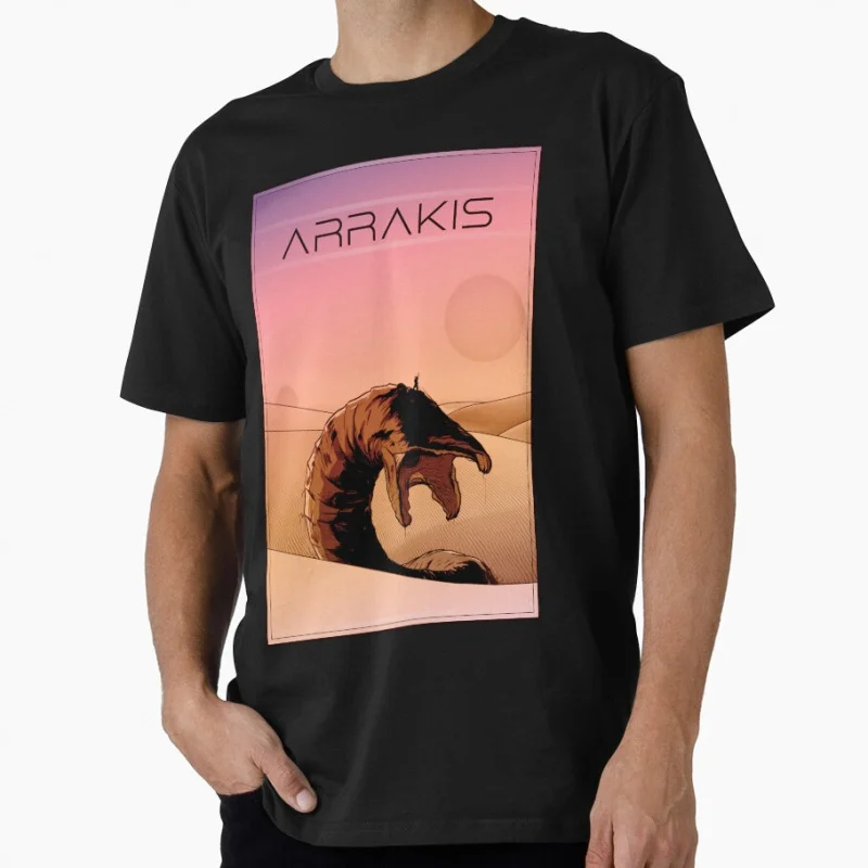

Arrakis 1103 The Sandworm Dune Vintage Sci fi Gift T shirt for man Large size Tops Retro movie Graphic Print Clothes