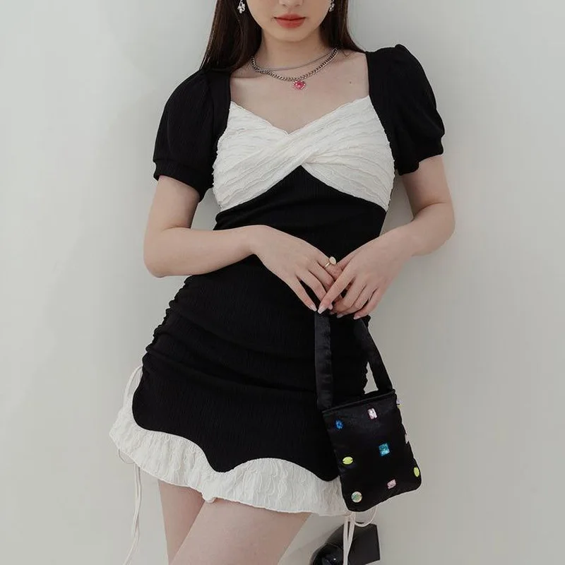 2023 New Summer Fashion Premium V-neck High Waist Tight Fit Slim Fragrant Hot Spring Resort Beach Style One Piece Skirt Swimwear