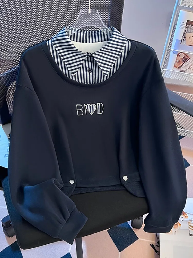 

Женская толстовка с воротником-стойкой, в полоску, с лоскутным узором, приталенная, из смесового хлопка и полиэстера, легкая, для весны и осени