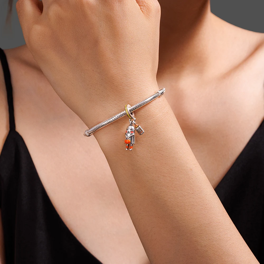 New 925 Sterling Silver Charms Halloween Trick-or-Treating Kids Pendant Fits Original Bracelet DIY Jewelry Outfit Gift For Women